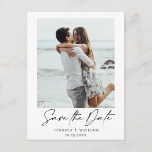 Carte Postale Mariage simple et élégant Enregistrer la date Phot