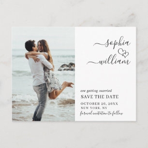 Carte Postale Mariage simple et élégant Enregistrer la photo de