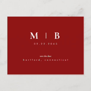 Carte Postale Mariage simple et élégant Monogramme Enregistrer l