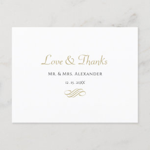Carte Postale Mariage simple Merci noir blanc mariée