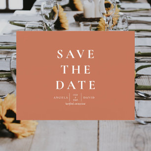 Carte Postale Mariage Simple Moderne Terracotta Enregistrer la d