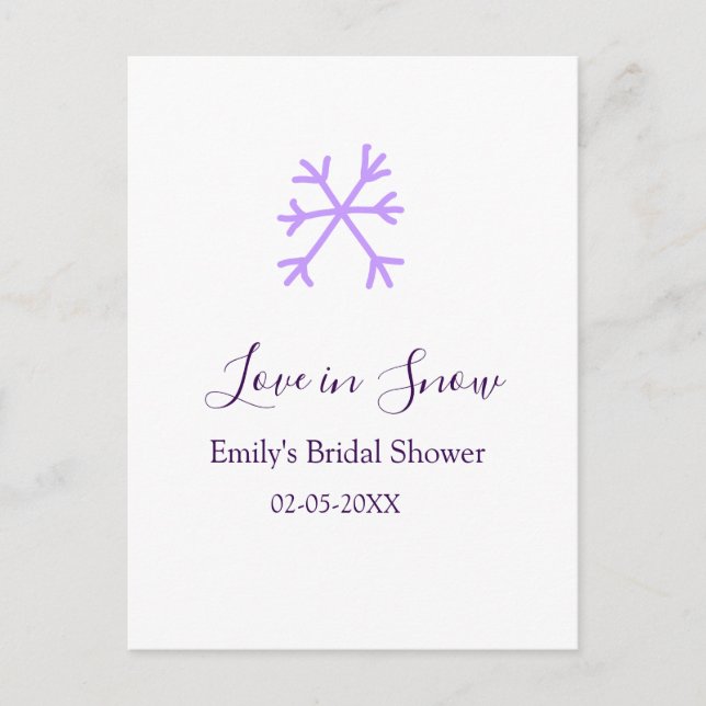 Carte Postale Mariage sous la neige douche de mariage flocons de (Devant)