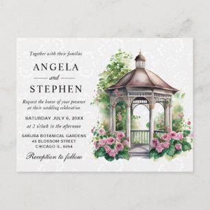 Carte Postale Mariage sous la tonnelle de jardin au printemps, a