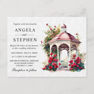 Carte Postale Mariage sous un gazebo de jardin au printemps, aqu