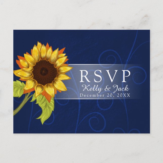 Carte postale mariage Sunflower/RSVP (Devant)