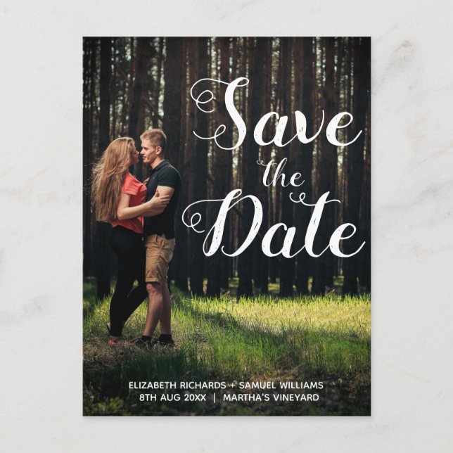 Carte Postale Mariage Superposition de Script Blanc Photo Person (Devant)