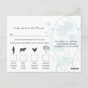 Carte Postale Mariage sur Ardoise Pot Mason Bleu Poudre Aqua