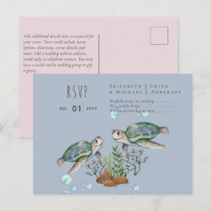 Carte Postale Mariage sur la plage des tortues de mer