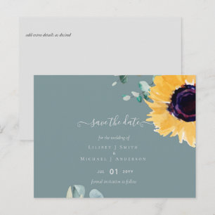 Carte Postale Mariage Tournesols d'été Eucalyptus Verdure