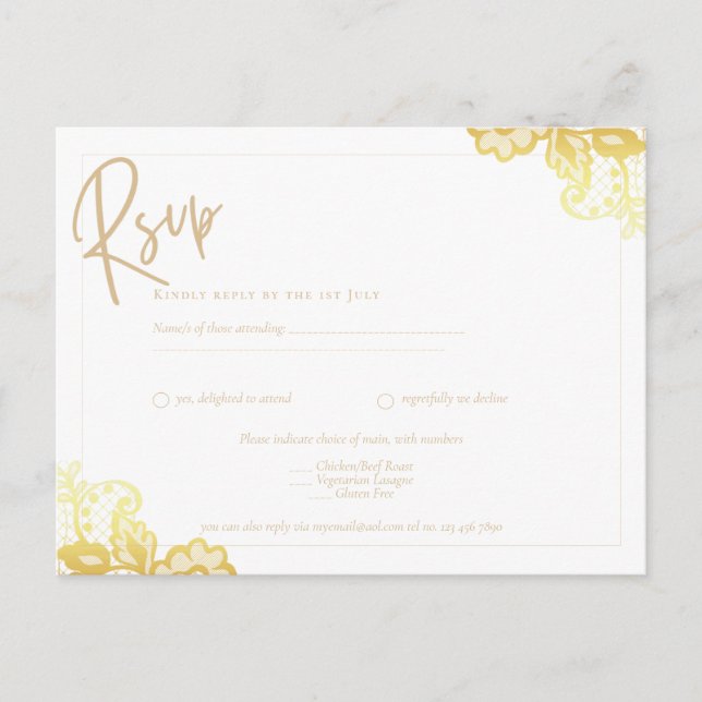 Carte Postale MARIAGE tout-en-1 du budget de la LACE d'or INVITE (Devant)