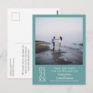 Carte Postale Mariage Turquoise minimal simple Enregistrer la ph