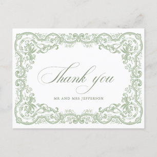 Carte Postale Mariage vert de la saison florale de la Renaissanc