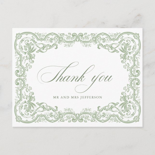 Carte Postale Mariage vert de la saison florale de la Renaissanc (Devant)