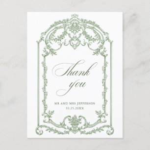 Carte Postale Mariage vert de l'âge orné victorien Grace Floral