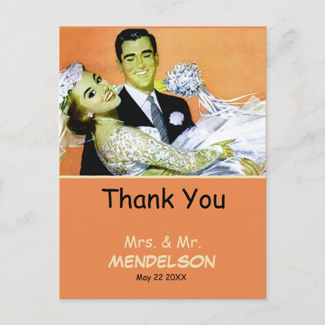 Carte Postale Mariage vintage amusant personnalisé (Devant)