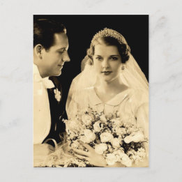 Carte Postale Mariage vintage mariée et chambre