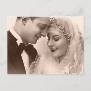 Carte Postale Mariage vintage mariée et chambre