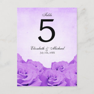 Carte Postale Mariage vintage Rose violet