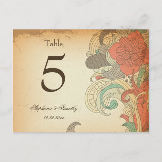 Carte Postale mariage vintage rouge brun