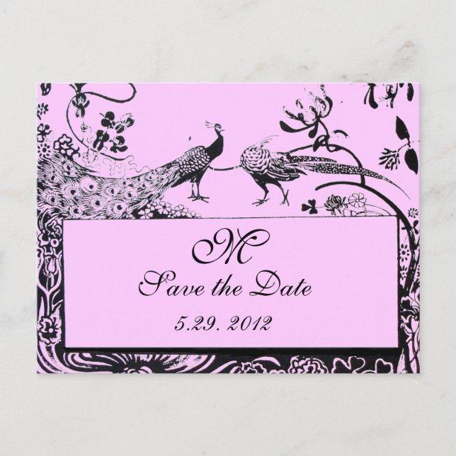 Carte Postale MARIAGES INSÉPARABLES MONOGRAM noir et blanc rose (Devant)