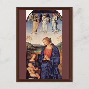 Carte Postale Marie Adorant L'Enfant Avec L'Archange Gabriel