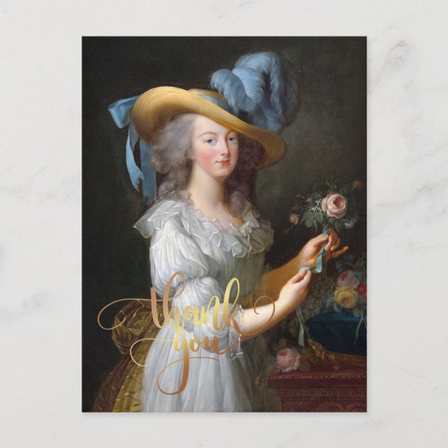 Carte Postale Marie Antoinette avec Merci rose (Devant)