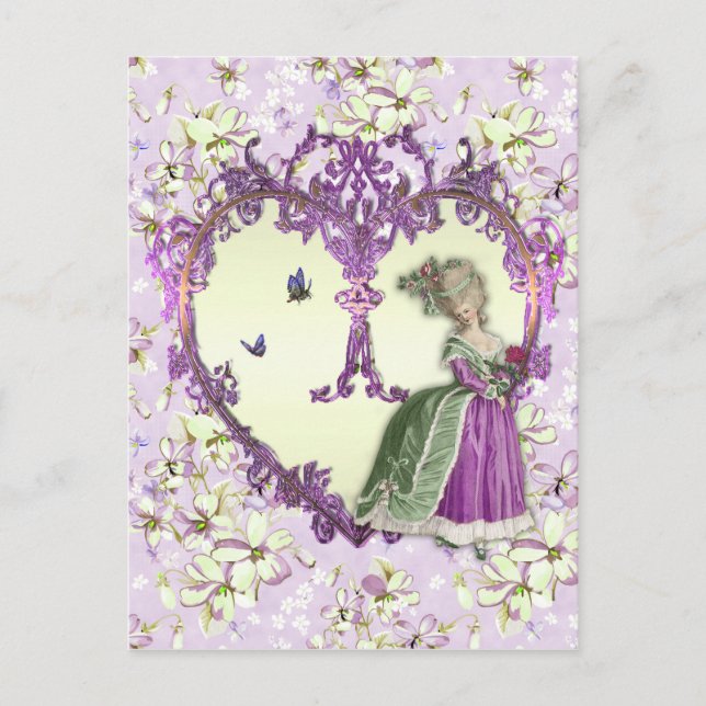 Carte Postale Marie Antoinette Lilac Dreams Purple Floral Print (Devant)