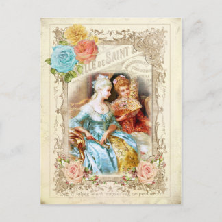 Carte Postale Marie Antoinette, Paris, bleu, rococo roses