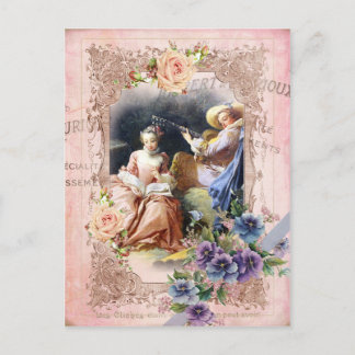 Carte Postale Marie Antoinette, Paris, Rococo, amoureux, rose, c