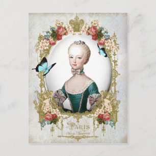 Carte Postale Marie Antoinette, Paris, shabby, portrait, rose