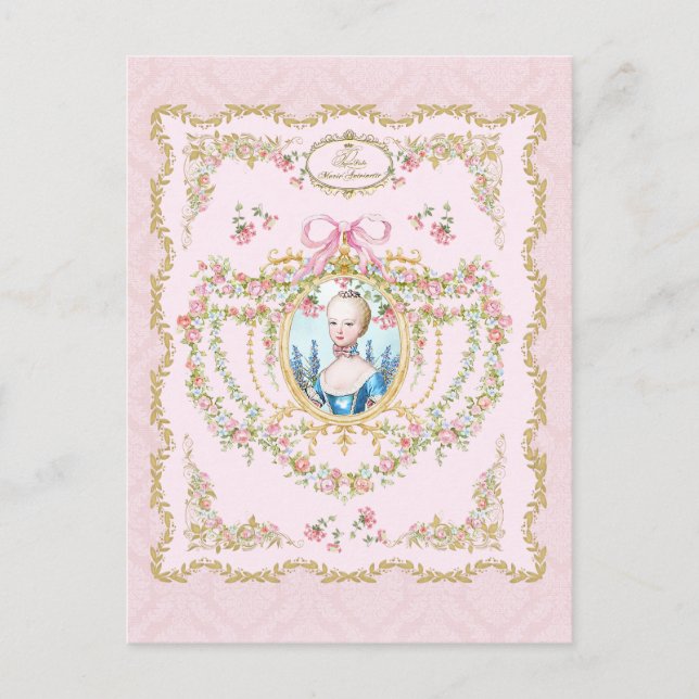 Carte Postale Marie Antoinette pink rose frame  (Devant)