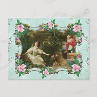 Carte Postale Marie Antoinette Rococo Fragonard Green postcard