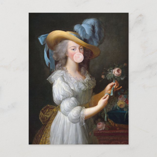 Carte Postale Marie Antoinette soufflante Buble gomme (Devant)