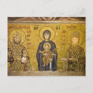 Carte Postale Marie avec Bébé Jésus Mosaïque byzantine