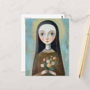 Carte Postale Marie avec des fleurs
