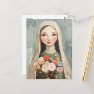 Carte Postale Marie belle avec des fleurs