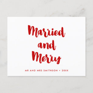 Carte Postale Marié et Joyeux mariage de Noël moderne