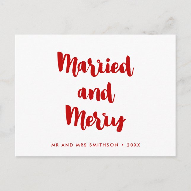 Carte Postale Marié et Joyeux mariage de Noël moderne (Devant)