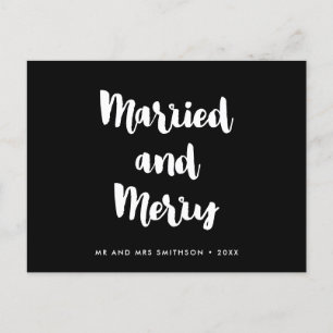 Carte Postale Marié et Joyeux mariage de Noël moderne