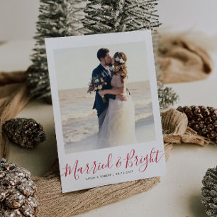 Carte Postale MARIED & BRIGHT mariage de vacances faire-part
