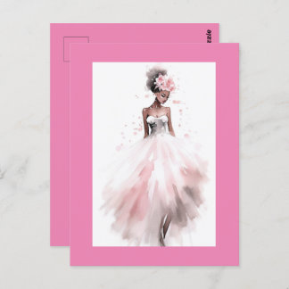 Carte Postale Mariée afro-américaine de mariage romantique