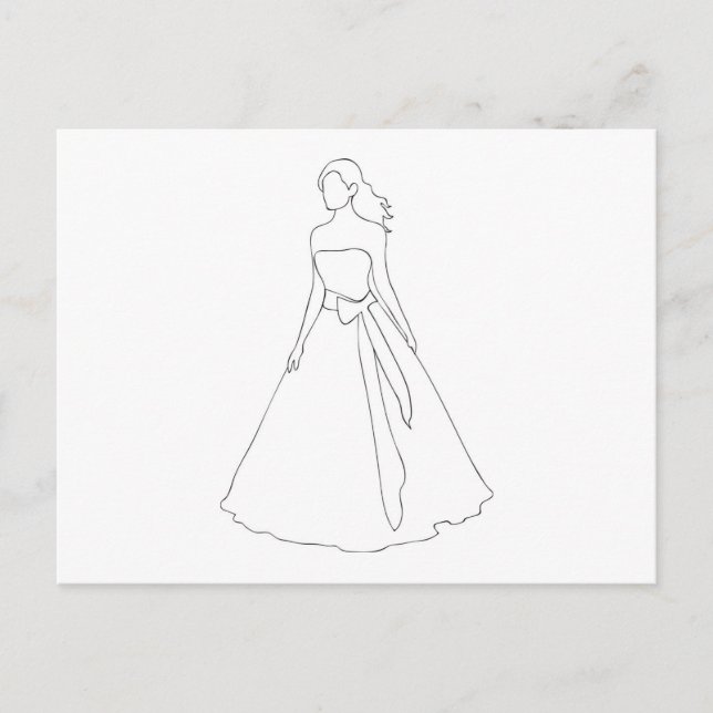 Carte Postale Mariée avec cheveux ondulés (Devant)