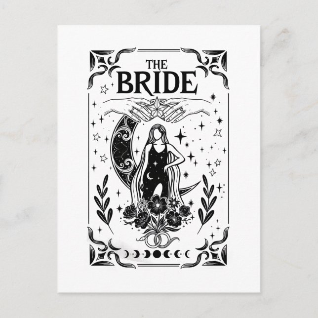 Carte Postale Mariée de Bachelorette Sorcière Coven Mariage Goth (Devant)