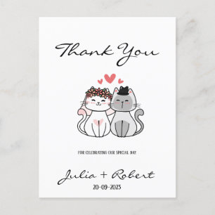 Carte Postale Mariée De Chat Cute Et Merci Mariage De Groom