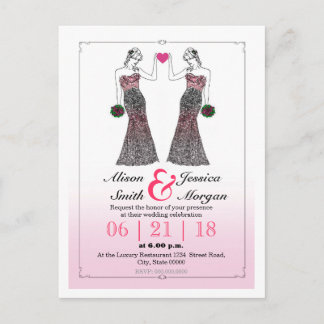 Carte Postale Mariée et Mariée - Invitation de mariage lesbien