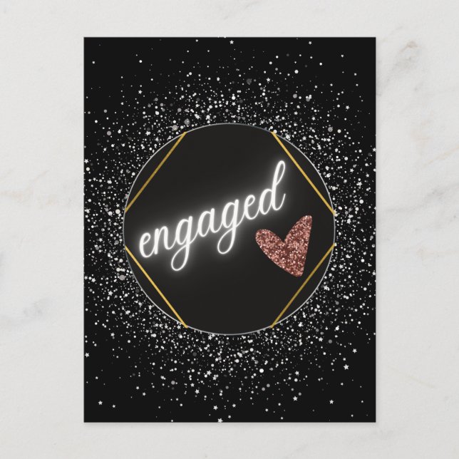 Carte Postale Mariée Glam Noir et Argent     (Devant)
