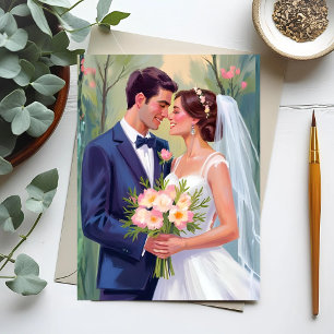 Carte Postale Mariée & Marié   Jeunes mariés aquarelle