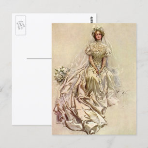 Carte Postale Mariée victorienne vintage, portrait de mariage an