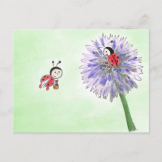 Carte Postale Marienkäfer Blumen Postkarte gruss