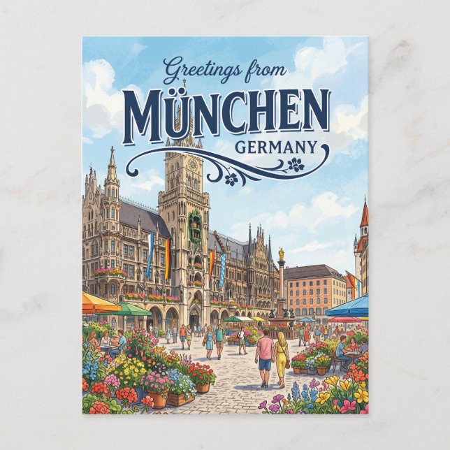 Carte Postale Marienplatz, Munich Allemagne (Devant)